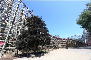 The Steel Vengeance coaster at Cedar Point. Cedar Fair LP recorded spikes in revenues, attendance, and an in-park spending last year.
