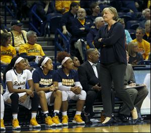 Toledo head coach Tricia Cullop and the Rockets will be playing in the WNIT.