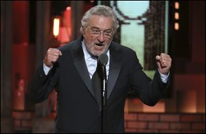 Robert De Niro introduces a performance by Bruce Springsteen at the 72nd annual Tony Awards at Radio City Music Hall.