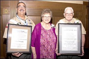 Lifetime Award recipients at the annual Scouter Recognition Dinner. From left: Mark Urrutia, Barbara Pocock & Carl Pocock.
