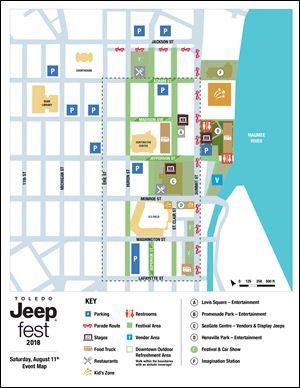 Parking map for Toledo Jeep Fest 2018