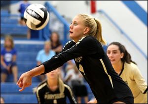 Perrysburg's Kat Mandly, shown in a match against Anthony Wayne this season. 